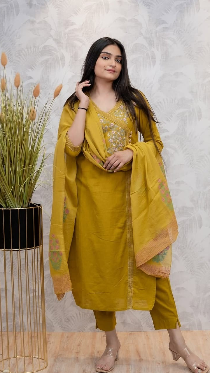 Aline Kurti Set | Mustard Yellow Cotton Kurti Set | New Summer Collection
