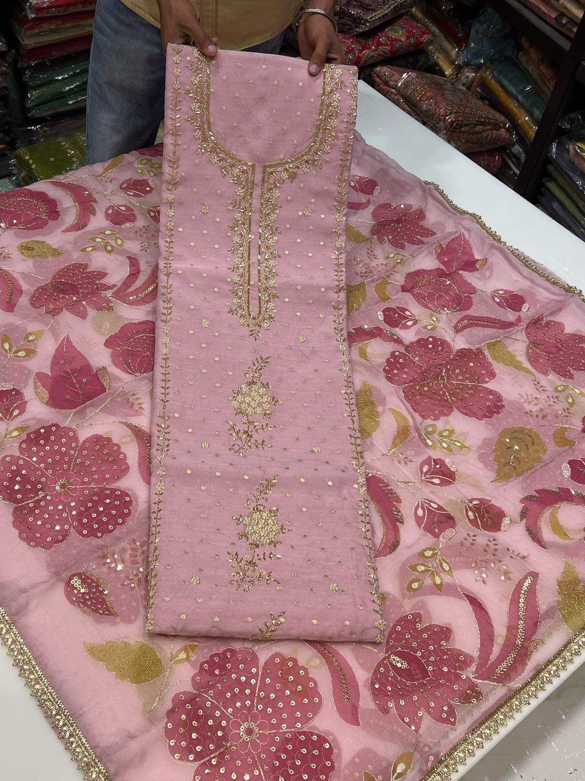 Unstitched Suit Premium Digital Printed  Silk